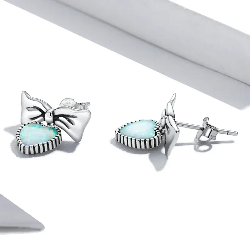 (bilde for) Pandora Style opal hjerte sløyfe øredobber - SCE1374 - Vis 3