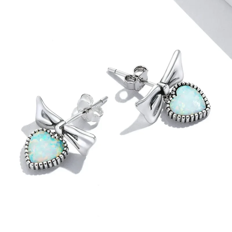 (bilde for) Pandora Style opal hjerte sløyfe øredobber - SCE1374 - Vis 4