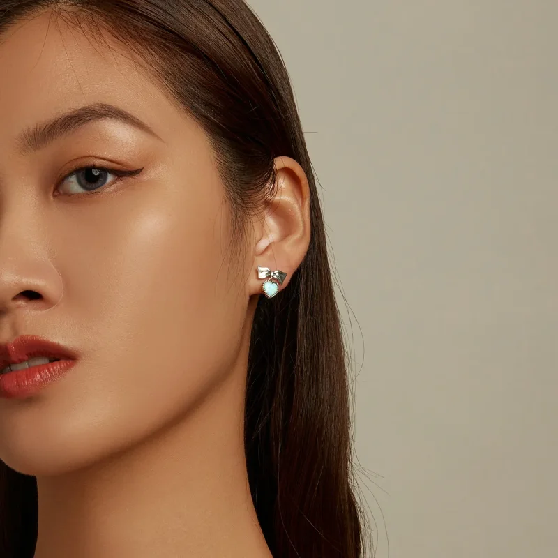 (bilde for) Pandora Style opal hjerte sløyfe øredobber - SCE1374 - Vis 6