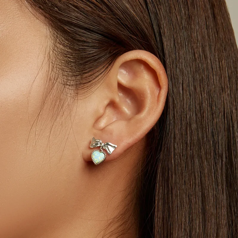 (bilde for) Pandora Style opal hjerte sløyfe øredobber - SCE1374 - Vis 7