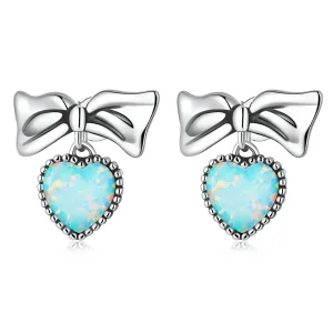 (bilde for) Pandora Style opal hjerte sløyfe øredobber - SCE1374