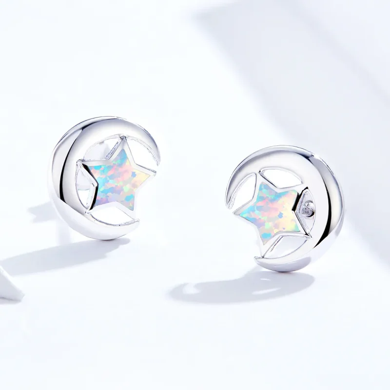 (bilde for) Pandora Style Opal Moon Stud øredobber - SCE816-A - Vis 2