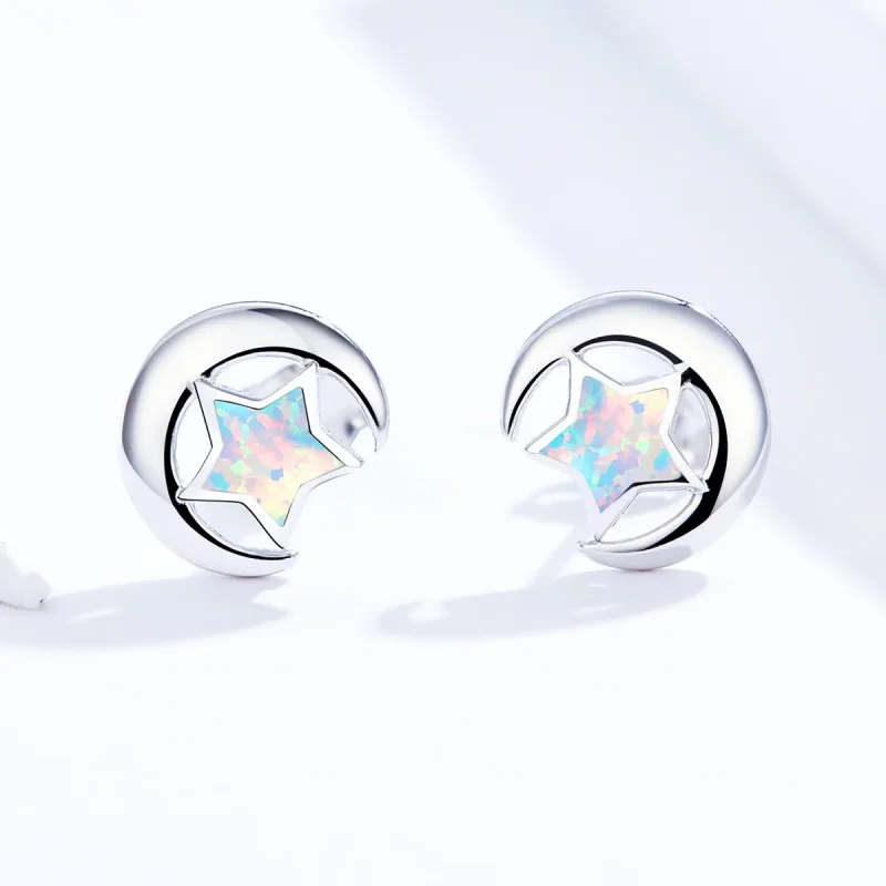 (bilde for) Pandora Style Opal Moon Stud øredobber - SCE816-A - Vis 4