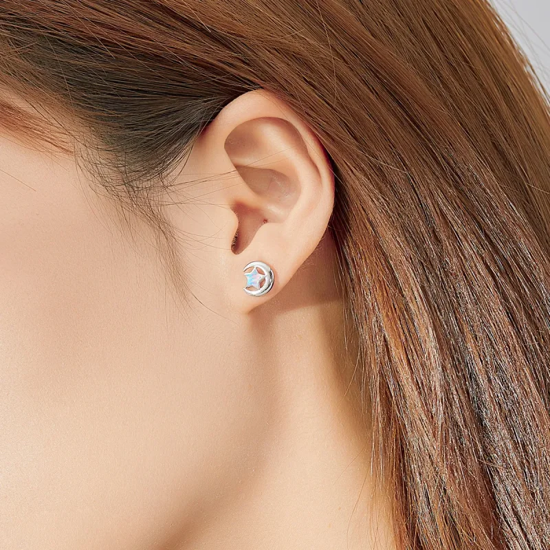 (bilde for) Pandora Style Opal Moon Stud øredobber - SCE816-A - Vis 7