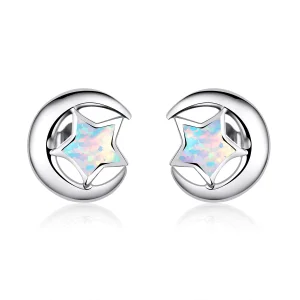 (bilde for) Pandora Style Opal Moon Stud øredobber - SCE816-A