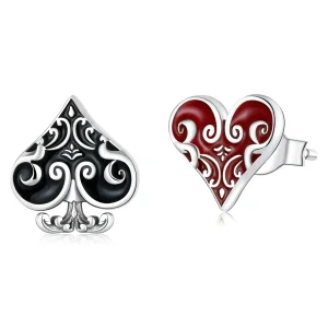 (bilde for) Pandora Style Poker Hearts øredobber - SCE1378