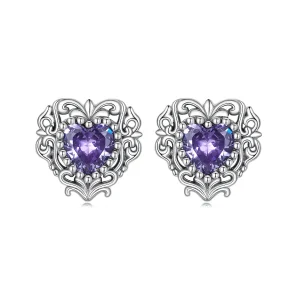 (bilde for) Pandora Style Purple Zircon Heart Stud øredobber - BSE695