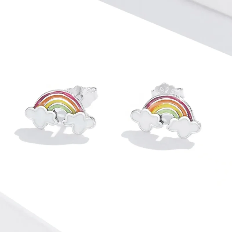 (bilde for) Pandora Style Rainbow Clouds ørepynt - SCE1339 - Vis 2