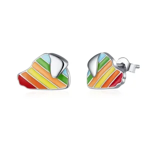 (bilde for) Pandora Style Rainbow Dog ørepynt - SCE825