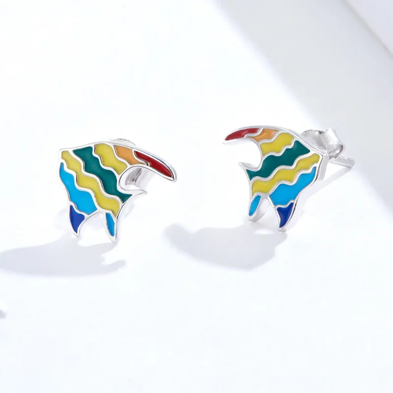 (bilde for) Pandora Style Rainbow Fish Stud øredobber - SCE824 - Vis 3