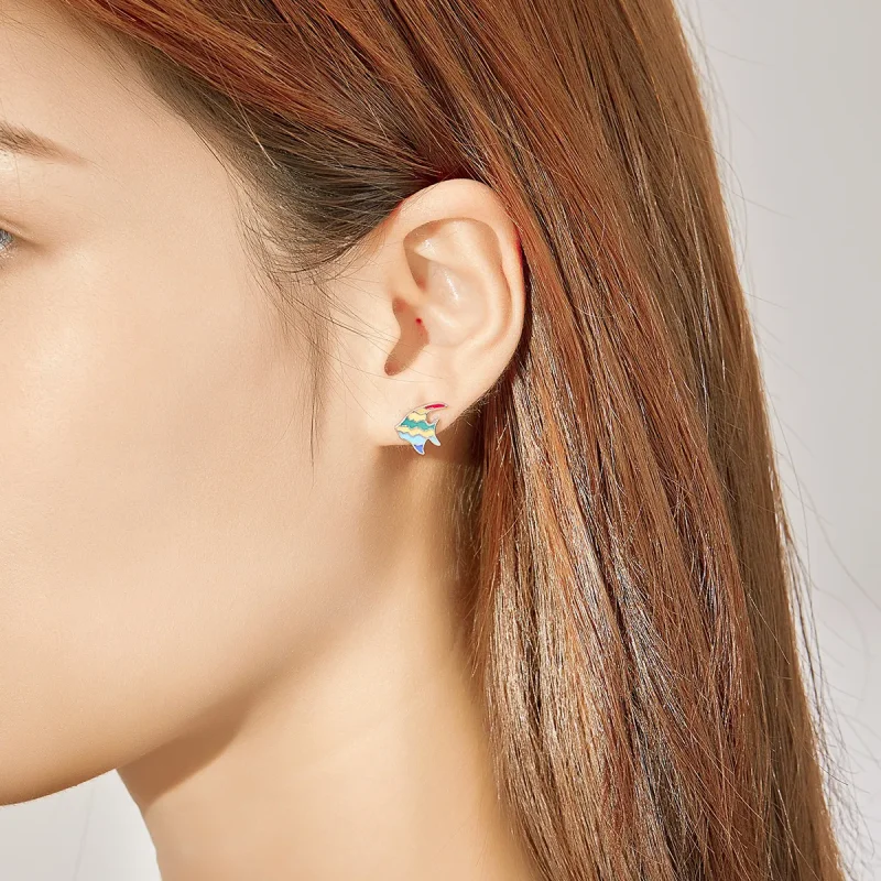 (bilde for) Pandora Style Rainbow Fish Stud øredobber - SCE824 - Vis 6
