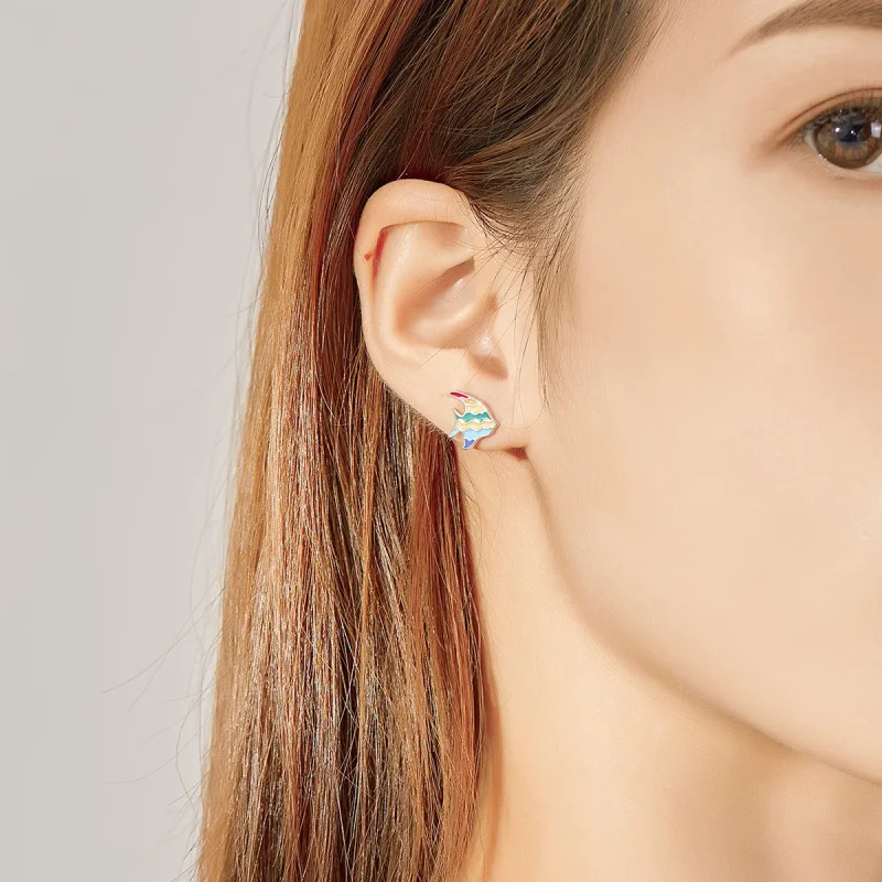 (bilde for) Pandora Style Rainbow Fish Stud øredobber - SCE824 - Vis 7
