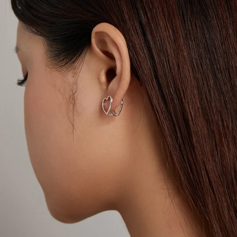 (bilde for) Pandora Style Simple - Doble hjerte øredobber - BSE501 - Vis 7