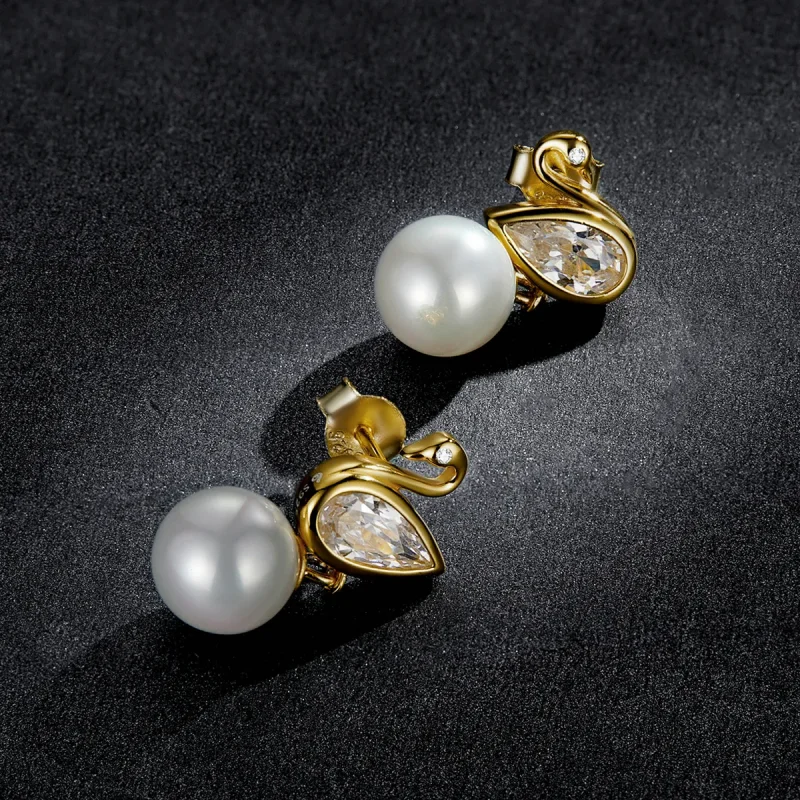 (bilde for) Pandora Style Swan Shell Beads Stud øredobber - BSE548 - Vis 5