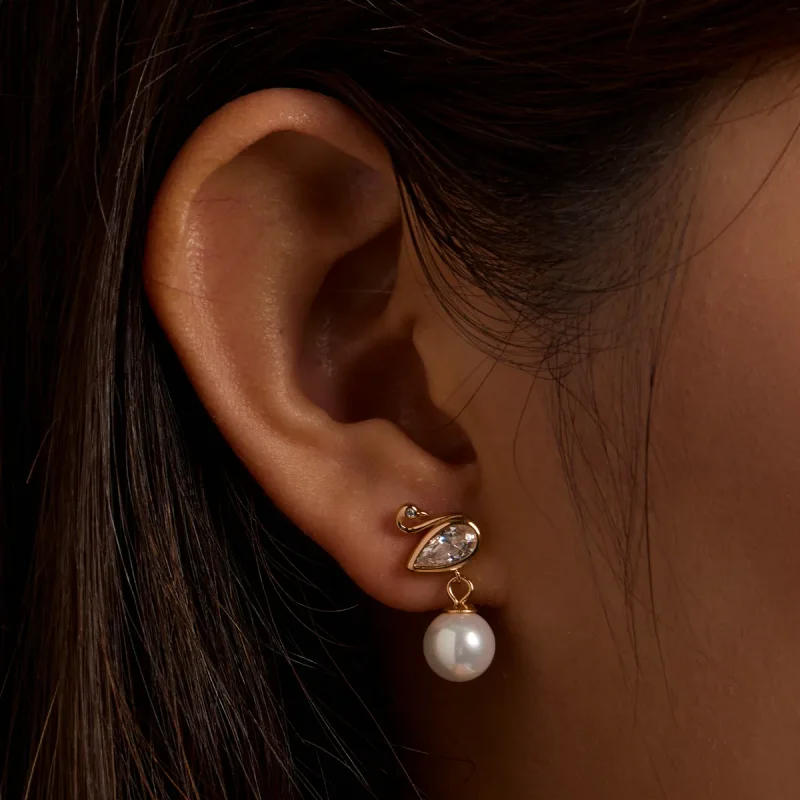 (bilde for) Pandora Style Swan Shell Beads Stud øredobber - BSE548 - Vis 7