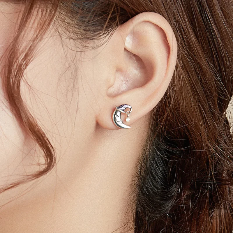 (bilde for) Pandora Style tegneserie Moon Stud øredobber - SCE954 - Vis 5
