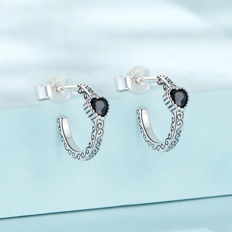(bilde for) Pandora Style Vintage svarte sirkon øredobber - SCE1520 - Vis 2
