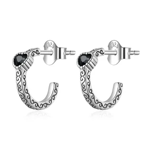 (bilde for) Pandora Style Vintage svarte sirkon øredobber - SCE1520