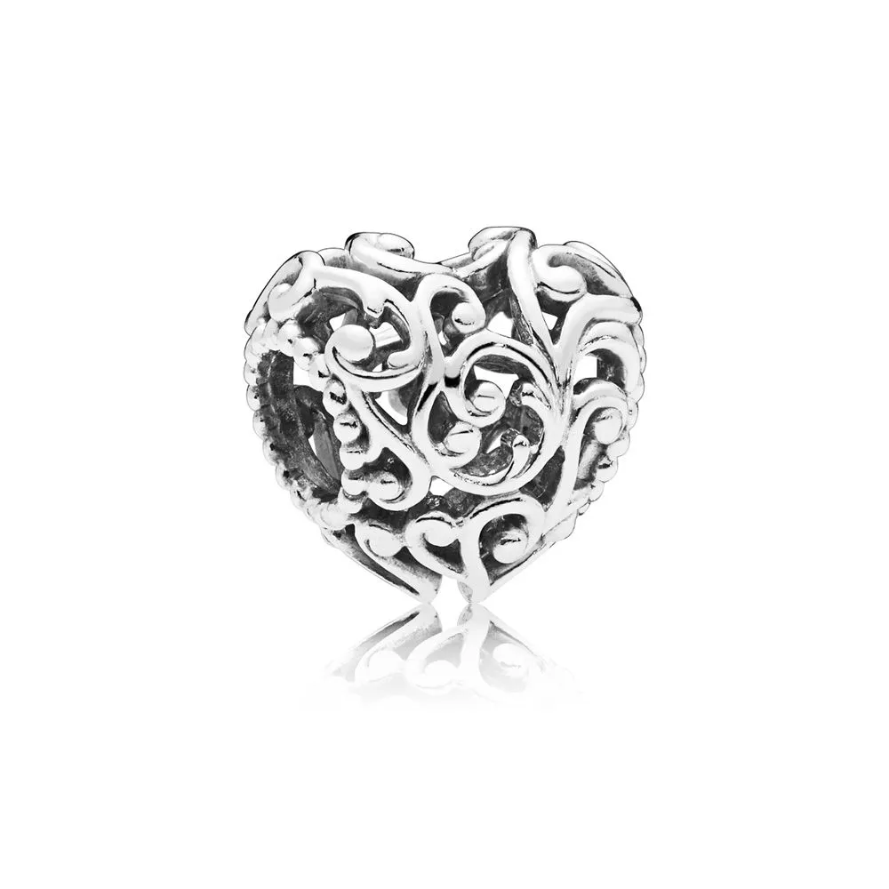 Pandora Regal pattern heart silver charm - 797672