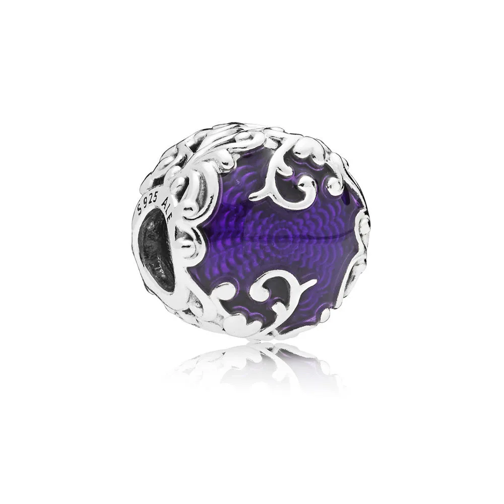 Pandora Regal pattern silver charm with purple enamel - 797607EN13