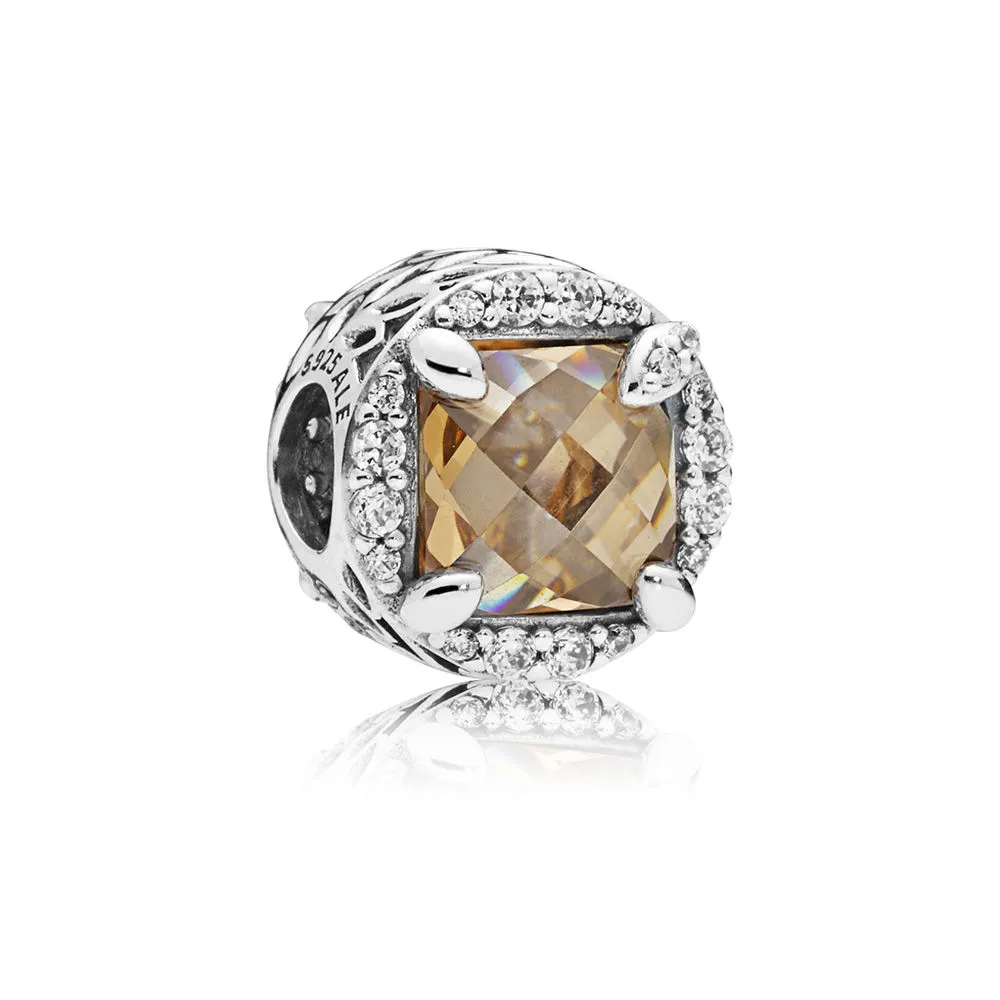Pandora Seeds silver charm with golden coloured and clear cubic zirconia - 797650CCZ