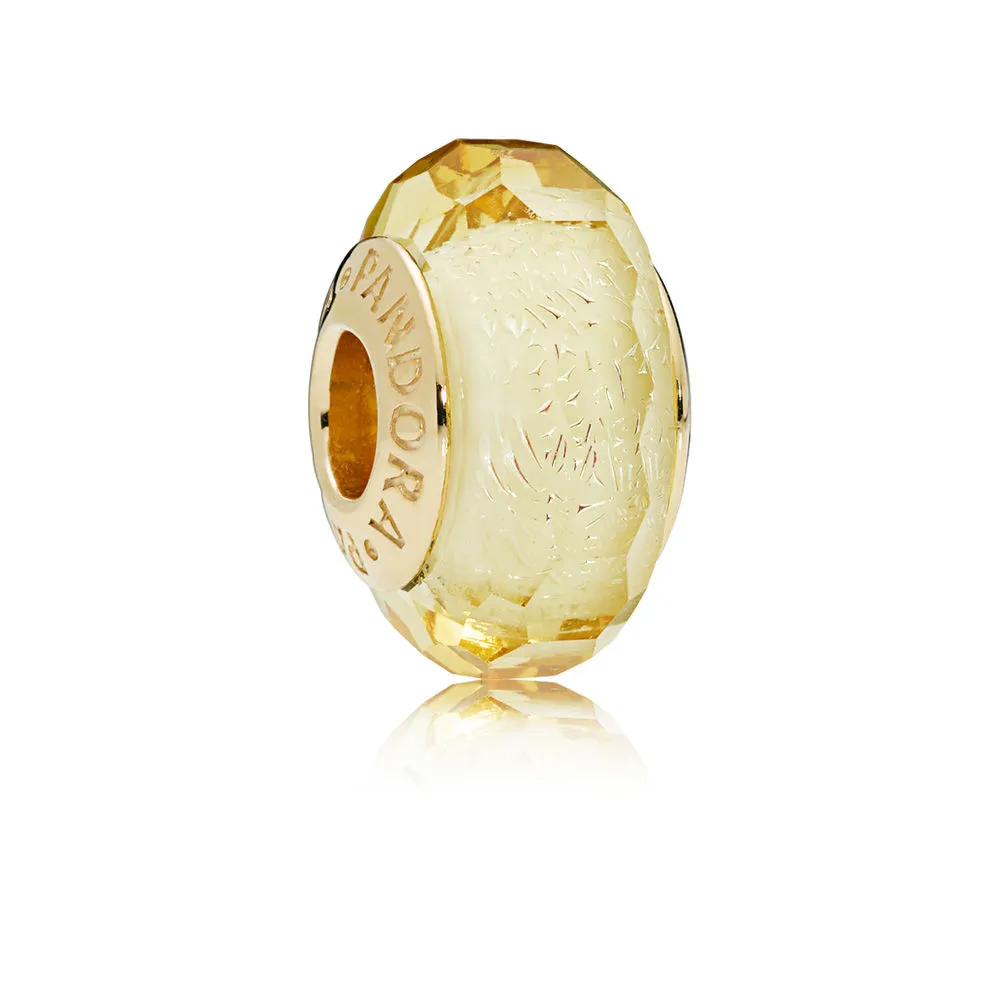 pandora shine with iridescent and faceted golden coloured murano glass charm 767647