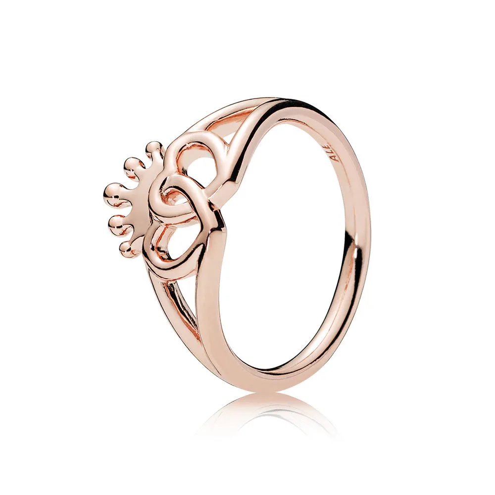 interlocked crowned hearts pandora rose ring 187685