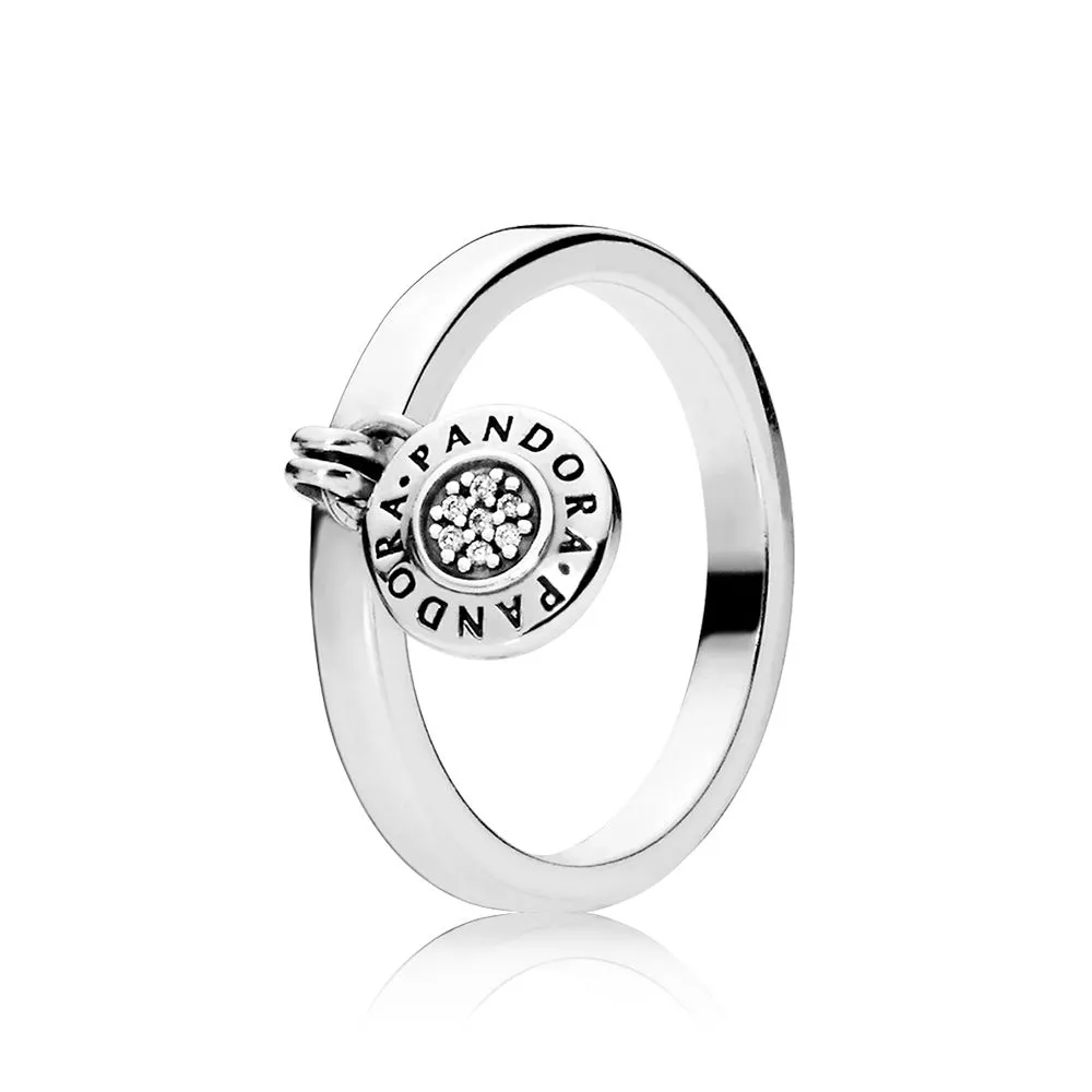 pandora logo padlock silver ring with clear cubic zirconia 197400cz