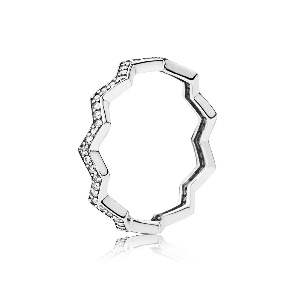 Pandora Zigzag silver ring with clear cubic zirconia - 197751CZ