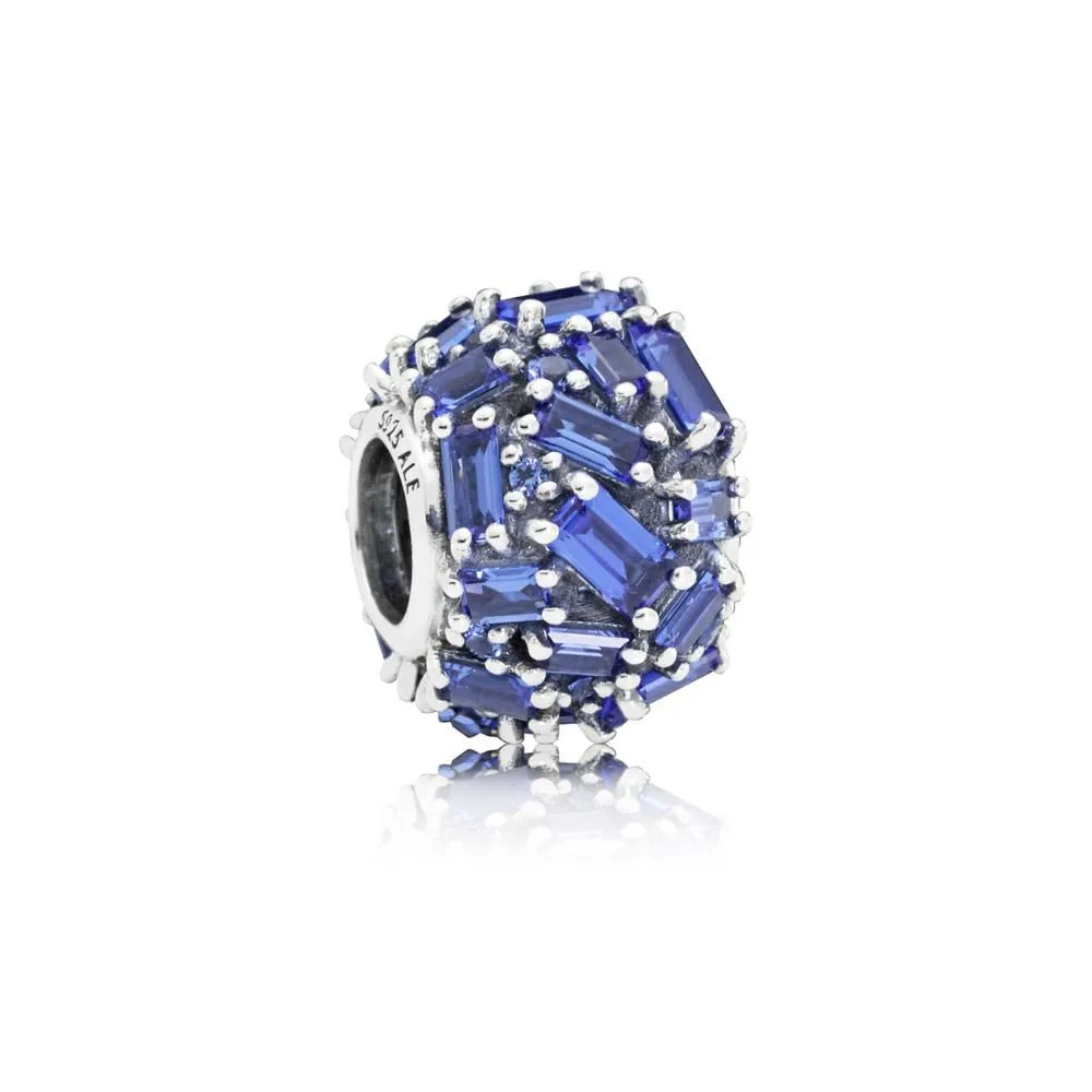 pandora ice cube silver charm with sea blue crystal 797746nsbl