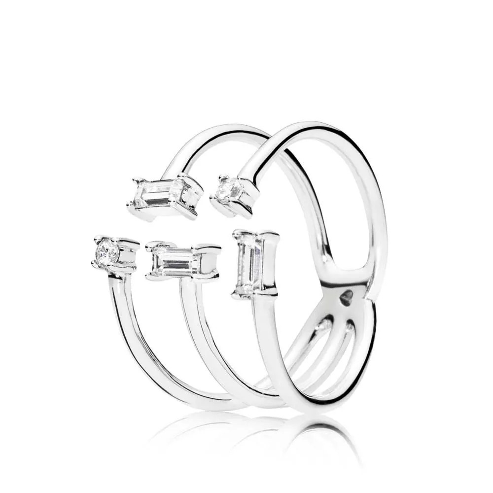 Pandora Open ice cube silver ring with clear cubic zirconia - 197527CZ