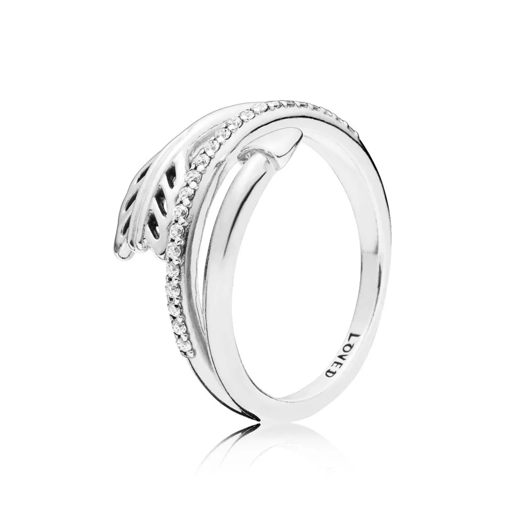 pandora arrow silver ring with clear cubic zirconia 197830cz