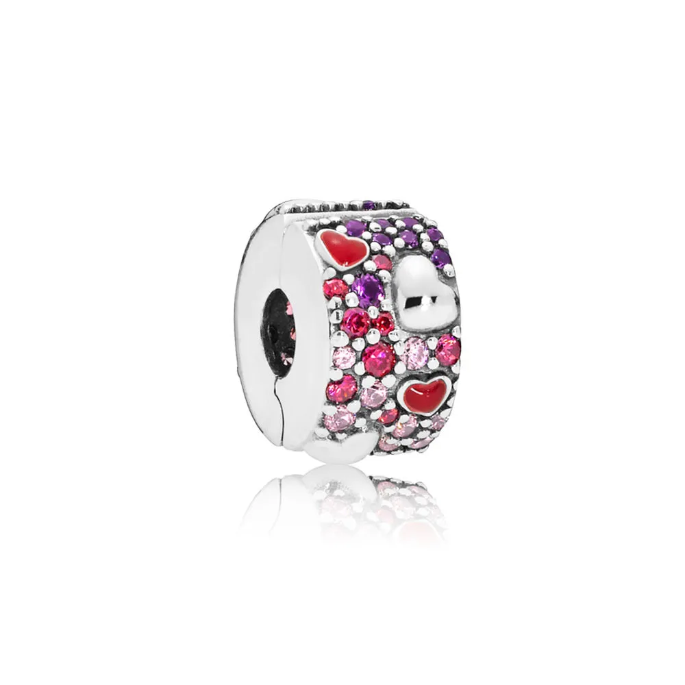 pandora asymmetriske hjerter pavé klemmecharm 797838czrmx