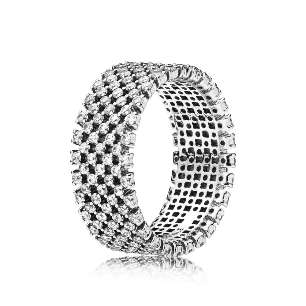 pandora band silver ring with clear cubic zirconia 197695cz