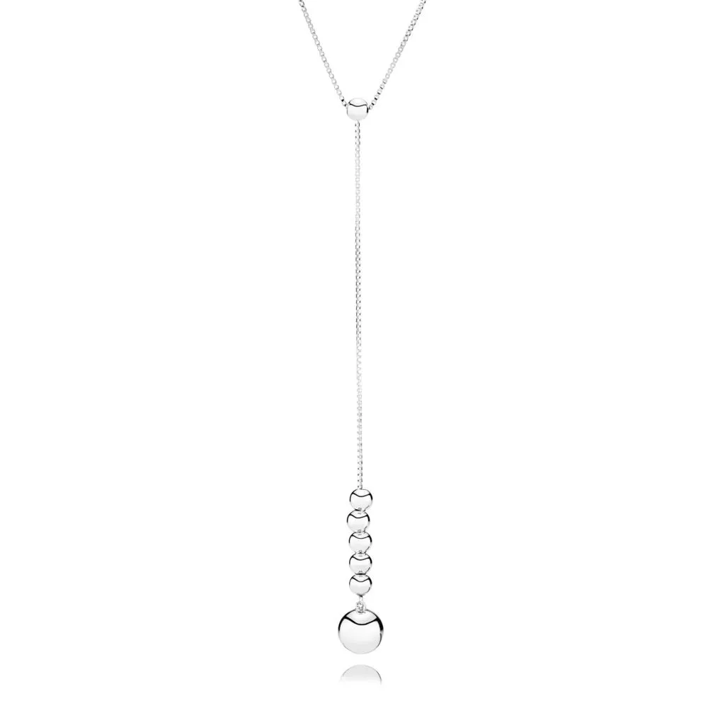 pandora beaded silver y necklace 397750