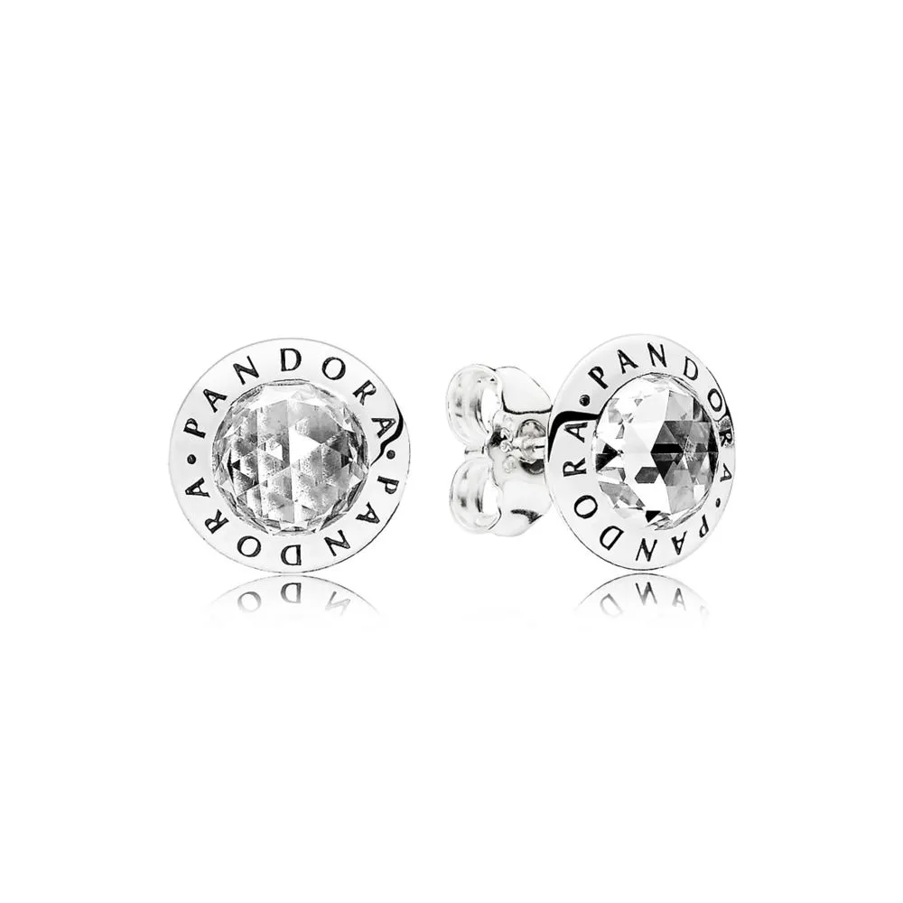 PANDORA logo stud earrings with clear cubic zirconia - 296216CZ