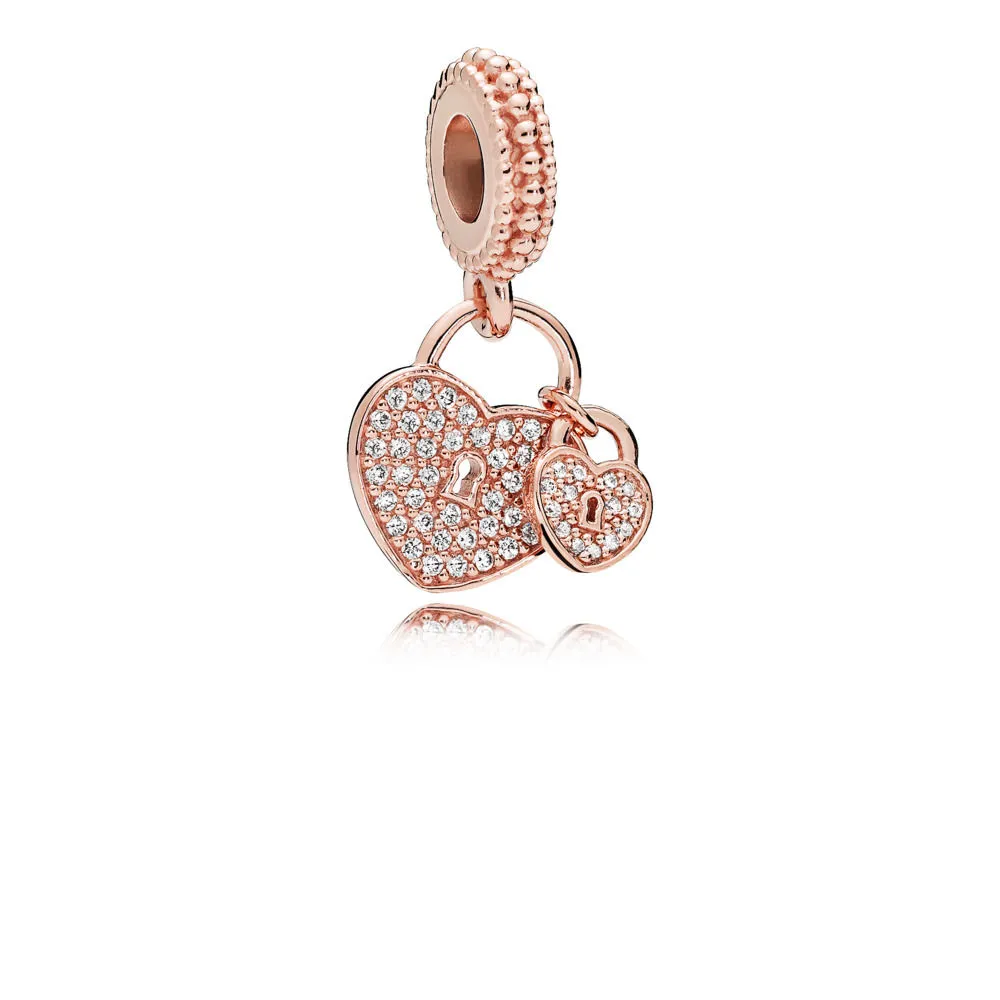 pandora pavé hjerter hengelås hengende charm 781807cz