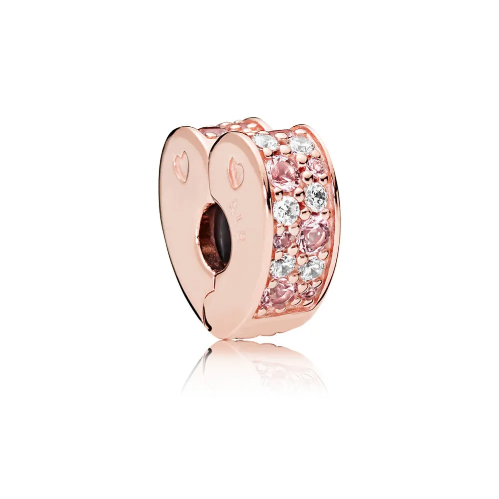 Pandora Rosa Pavé Hjerte Klemmecharm - 787020NPM