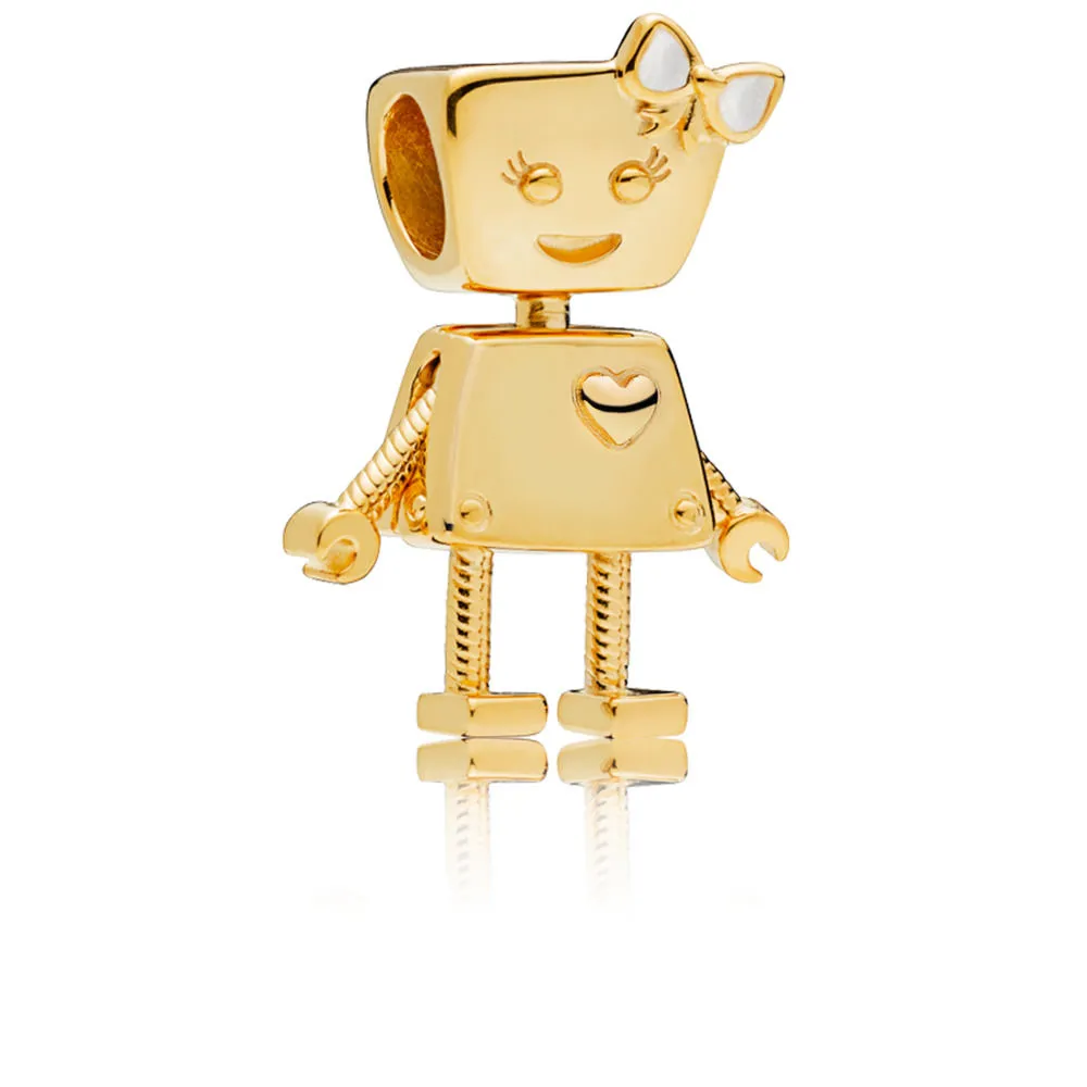 Robot girl PANDORA Shine charm with silver enamel - 767141EN23