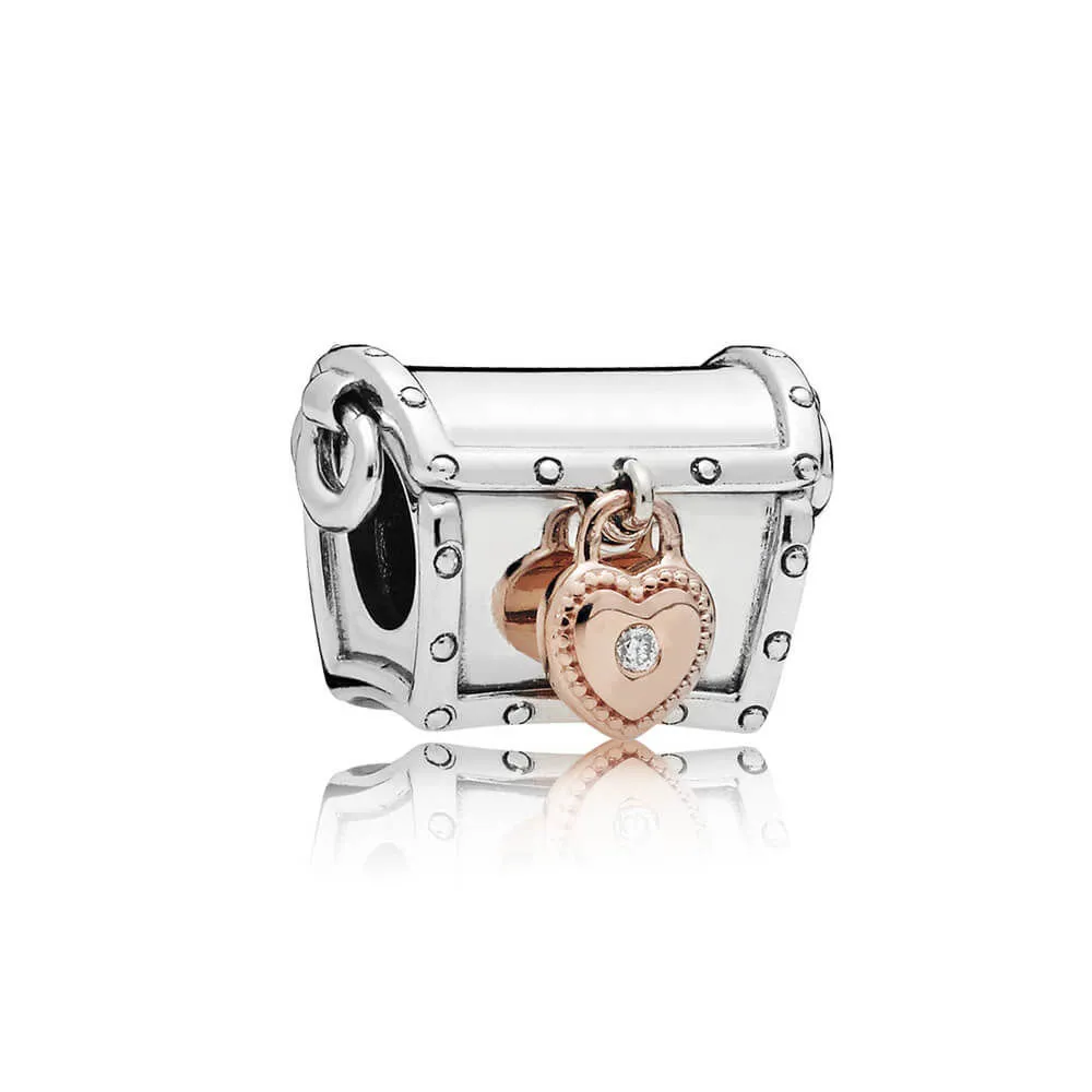 treasure box pandora rose and silver charm with 001 ct tw hvs diamond 787792d