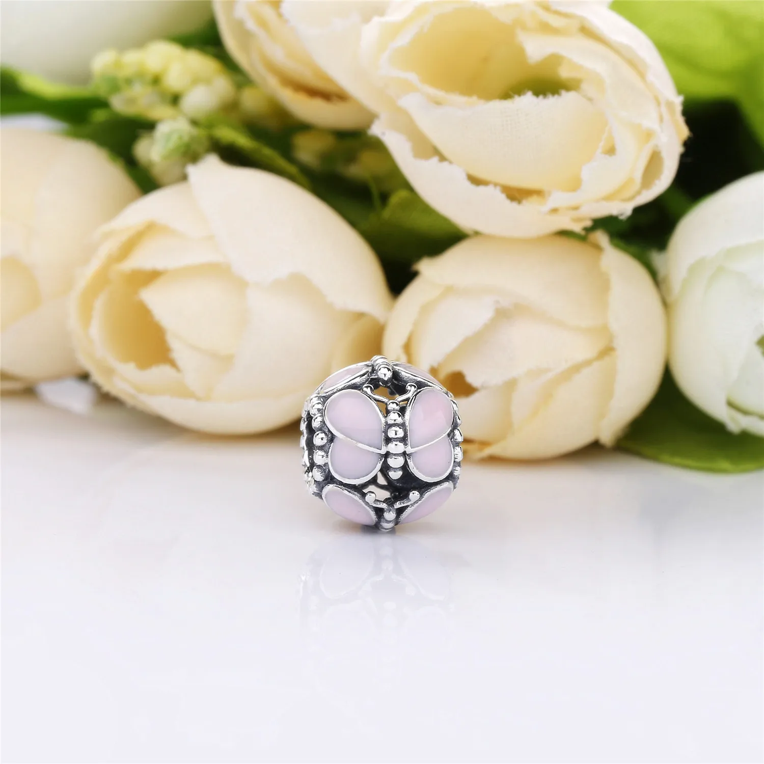 Pandora Butterfly silver charm with pink enamel - 797855EN160