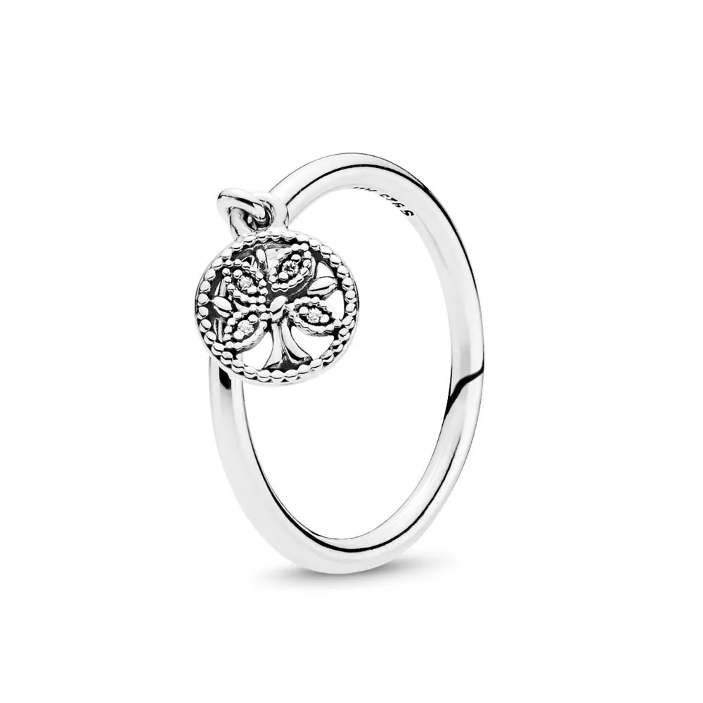 pandora family tree silver ring with clear cubic zirconia 197782cz