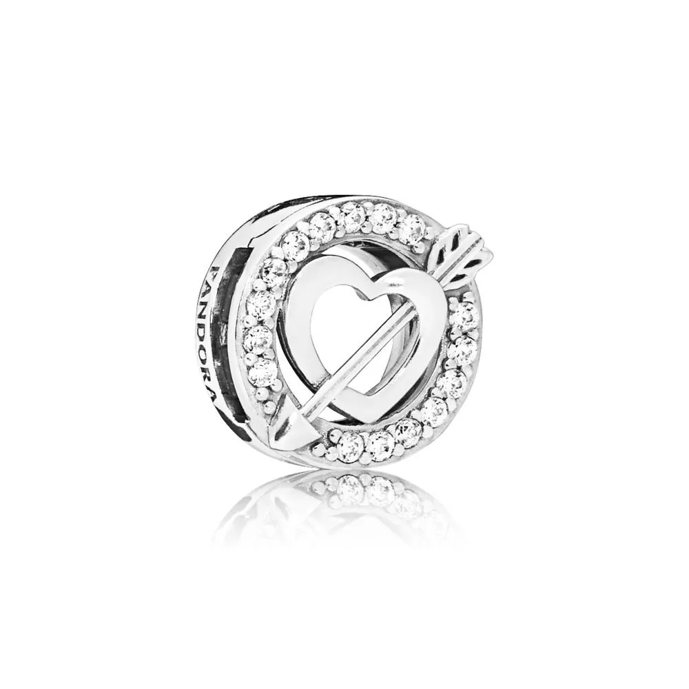 pandora reflexions heart and arrow silver clip charm with clear cubic zirconia 797793cz