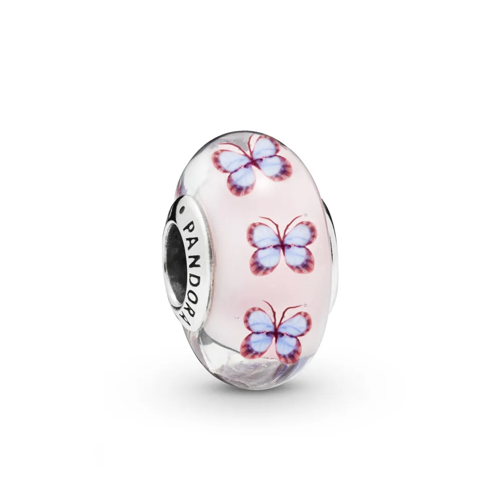 pandora sommerfugl rosa muranoglass charm 797893