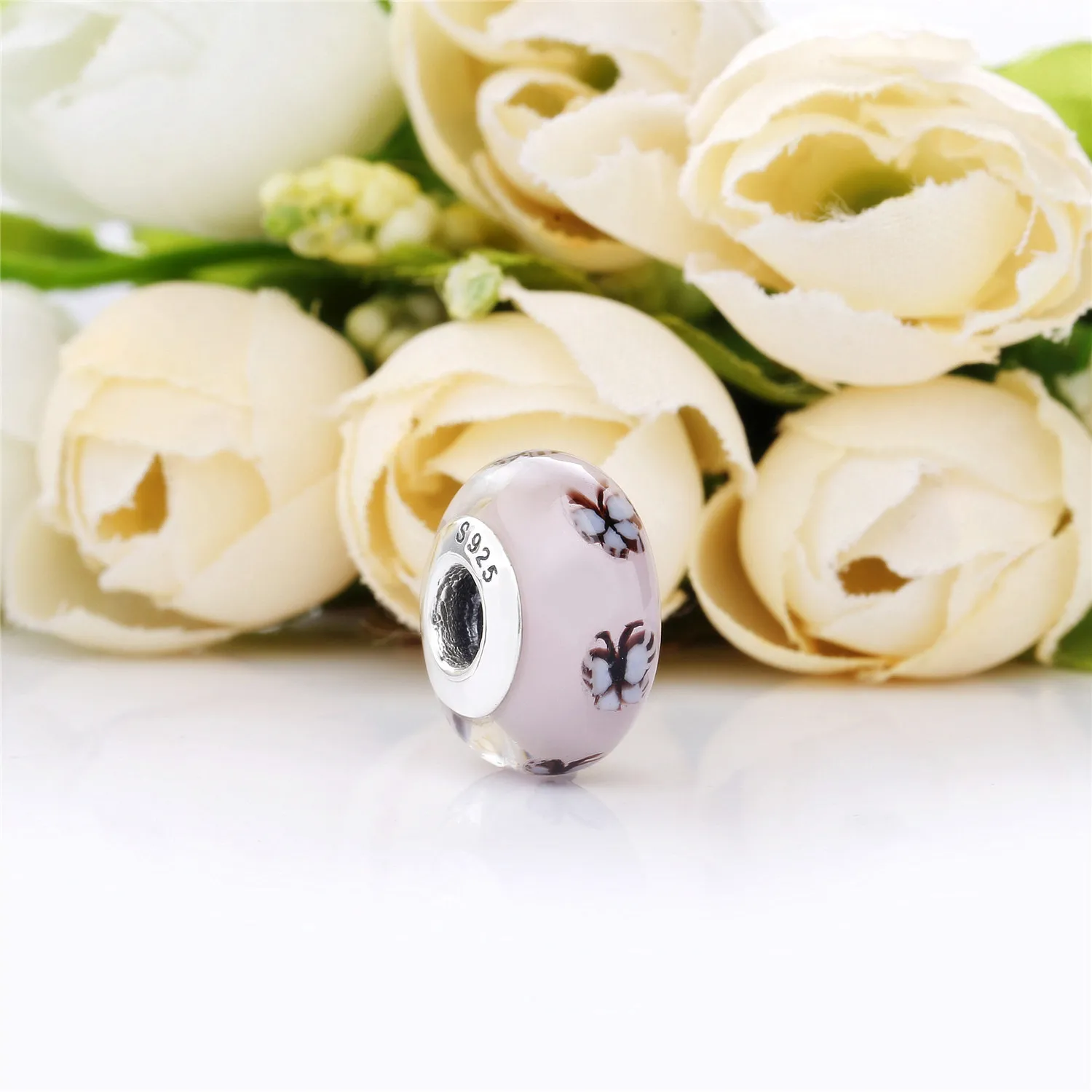 Pandora Sommerfugl Rosa Muranoglass Charm - 797893