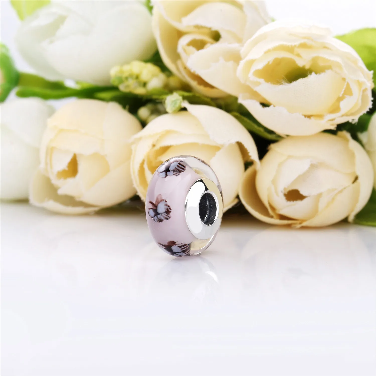 Pandora Sommerfugl Rosa Muranoglass Charm - 797893