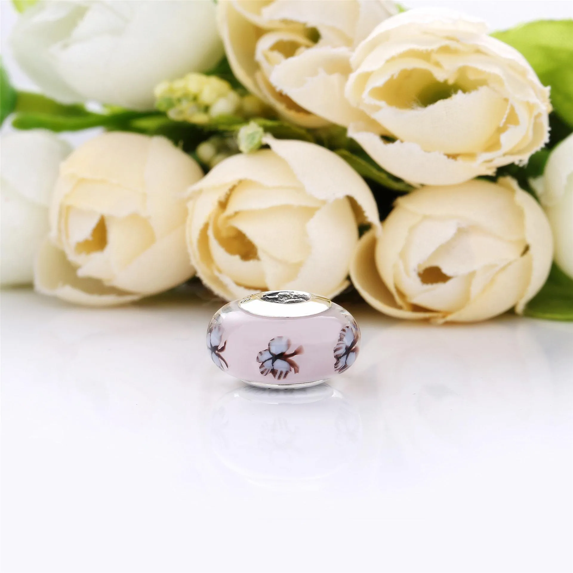 Pandora Sommerfugl Rosa Muranoglass Charm - 797893