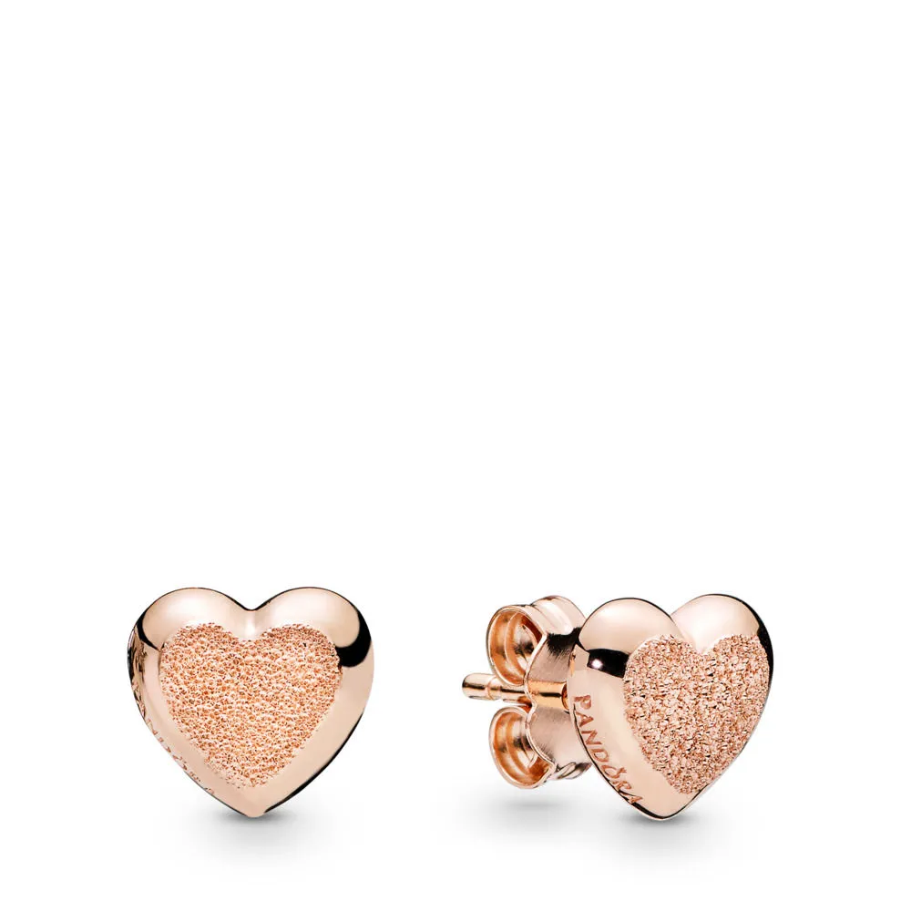 heart stud earrings in diamond pointed pandora rose 287928