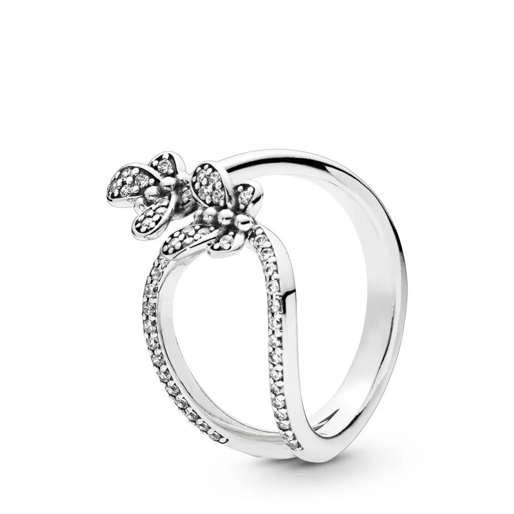 pandora butterfly silver open ring with clear cubic zirconia 197920cz