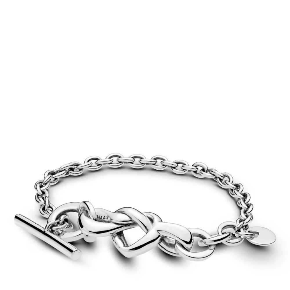 pandora knotted hearts silver t bar bracelet 598100